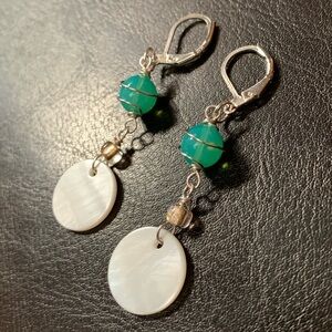 ❤️5/$15 Mother of Pearl Shell Handcrafted Silver Dangle Earrings